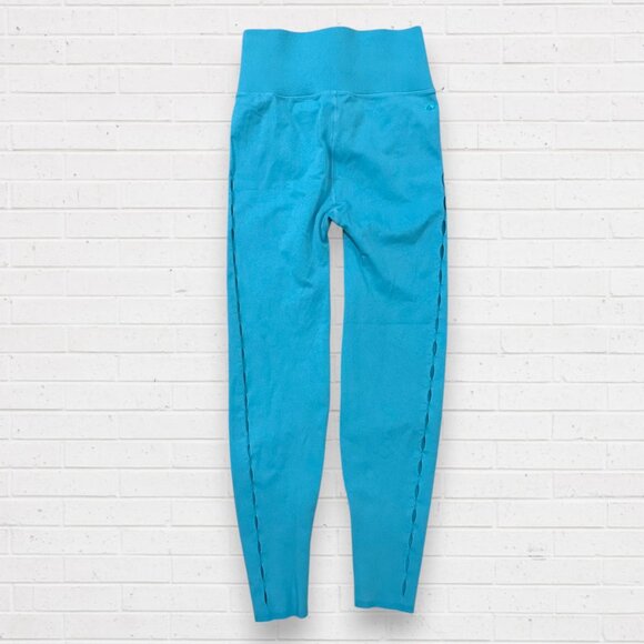 FABLETICS Sculptknit High Waist Turquoise Blue Side Cutouts Cut Out Leggings L - Picture 1 of 5